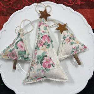 Hand Crafted Floral Fabric Holiday Ornaments